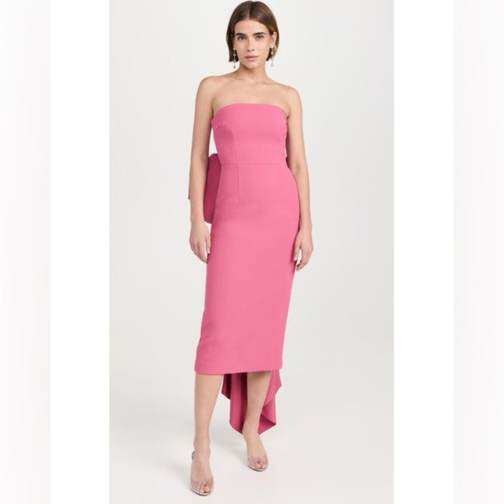 Rebecca Vallance Anais Bow Midi Dress in Rose Pink Aus 6/US 2